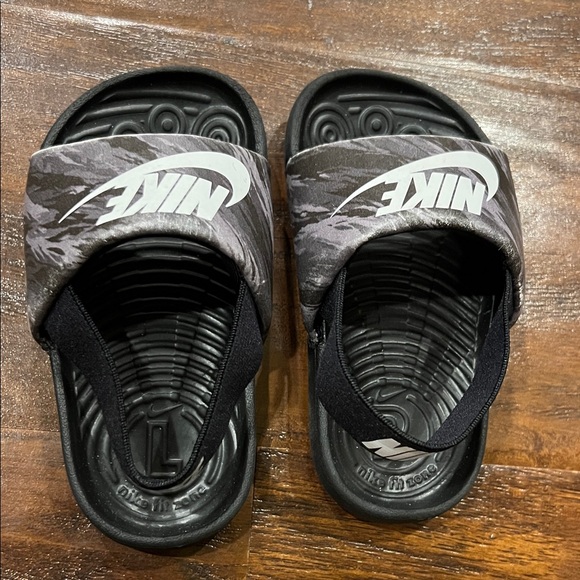 Nike Kawa Toddler Black Grey Camo Soft Strap Slides Sandals 6c - Picture 7 of 7